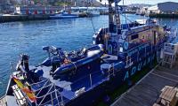 Imagen de la semirrígida embarcada sobre la patrullera Halcón, con base en Vigo © Vanguard Marine