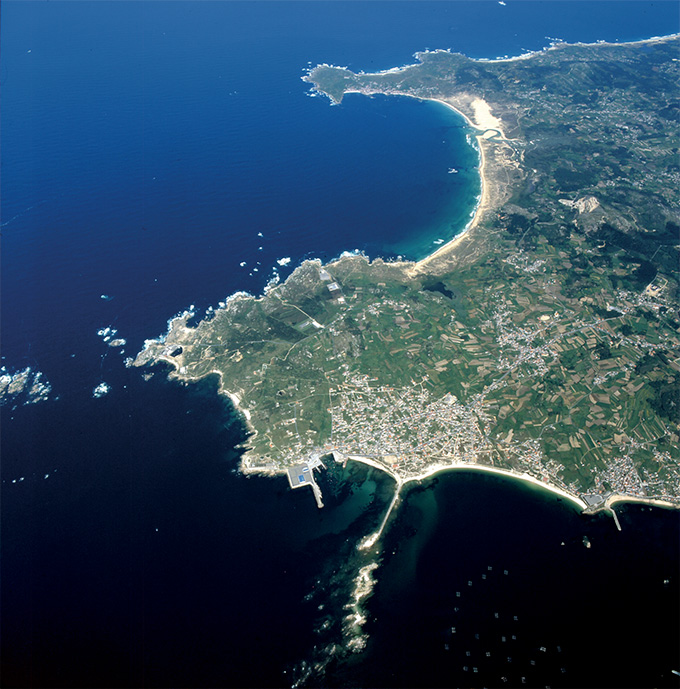 Vista aérea de la zona de Corrubedo a Aguiño