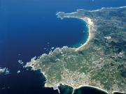 Vista aérea de la zona de Corrubedo a Aguiño