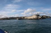 Dique de abrigo y muelles del puerto de Laxe