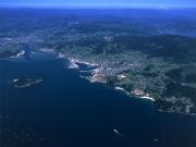 Vista aérea de Marín, Tambo y barra del Lerez