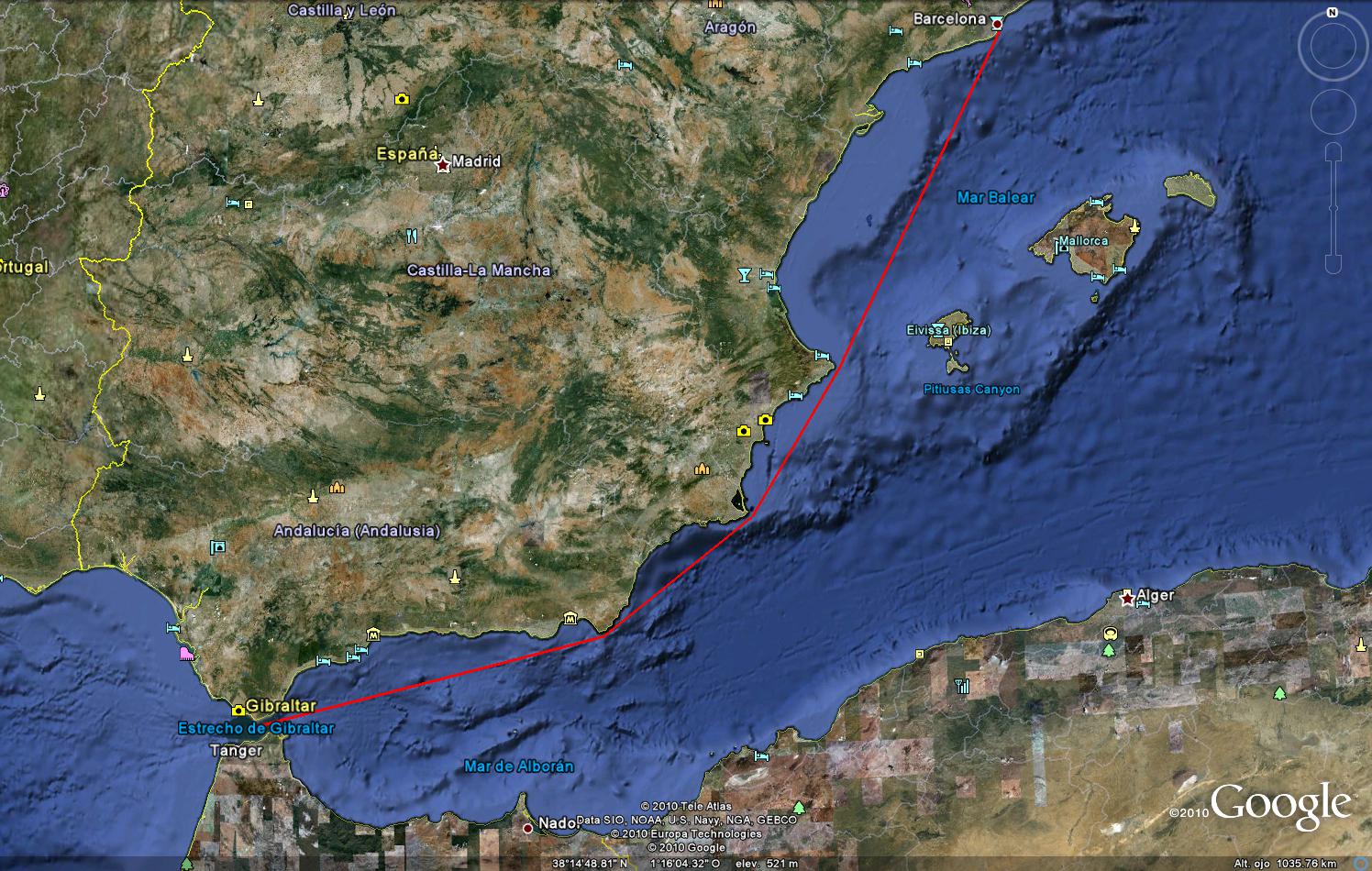 530 MILLAS NAUTICAS DE BARCELONA A GIBRALTAR