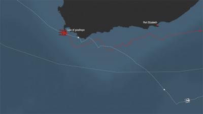 Francis Joyon y tripulación del IDEC Sport viran el Cabo de Buena Esperanza
