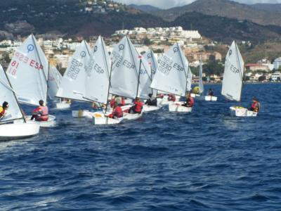 Cerca de 60 barcos participaron en la primera prueba del malagueño de Optimist en el CN Candado