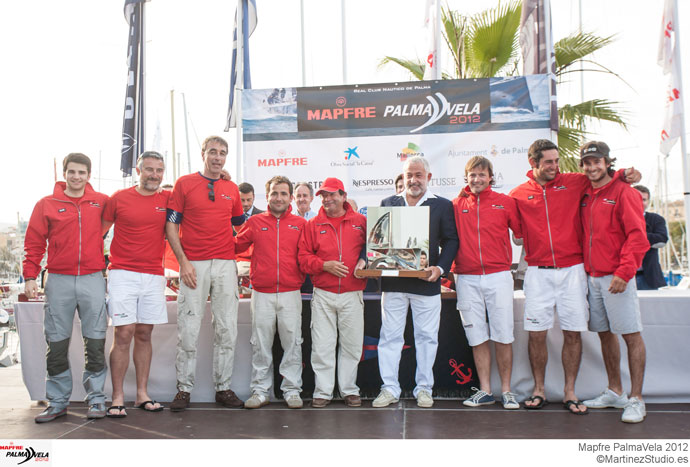 La tripulación mallorquina vencedora en ORC 1 Airlan-Aermec de Juan Cabrer.